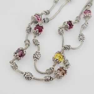 $78 Brighton "GLASS MOUNTAIN" Pink, Yellow, & Red Crystal Beaded Double Neck!